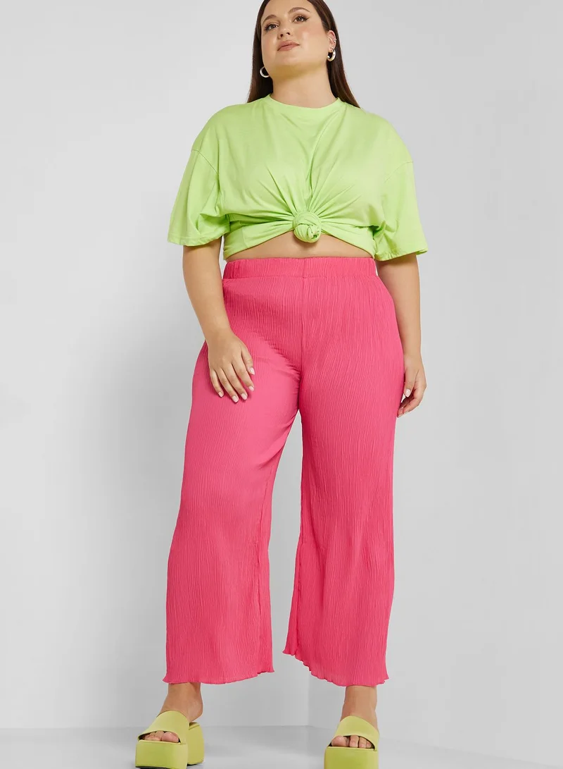 Ginger Plus Textured Detail Wide Leg Pants