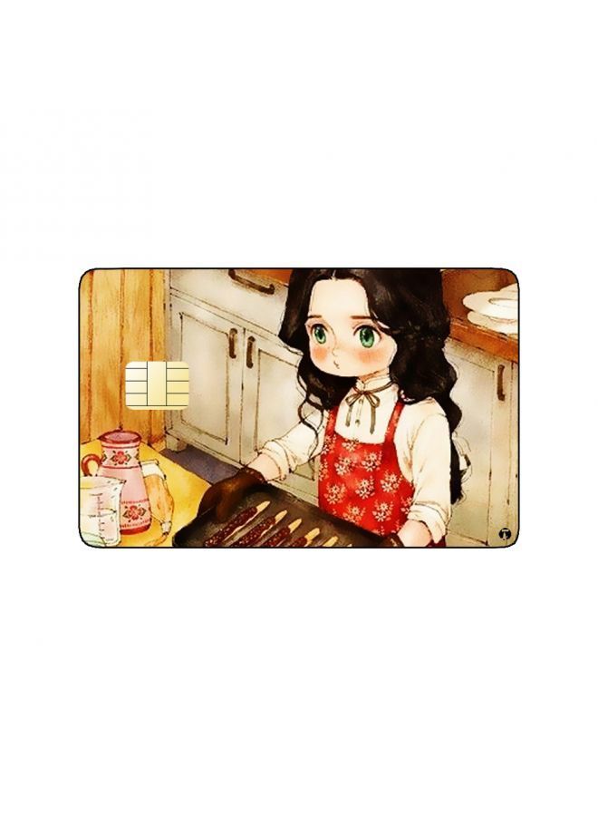 RKN PRINTED BANK CARD STICKER Cute Girl Drawing In The Kitchen - Image 1
