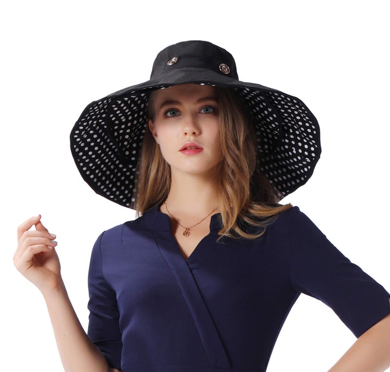 iHomey Packable Extra Large Brim Floppy Sun Hat Reversible UPF 50+ Beach Sun Bucket Hat - Image 5