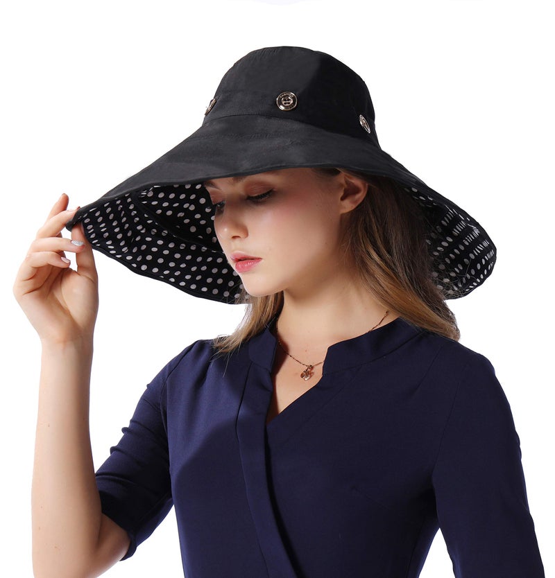 iHomey Packable Extra Large Brim Floppy Sun Hat Reversible UPF 50+ Beach Sun Bucket Hat - Image 3