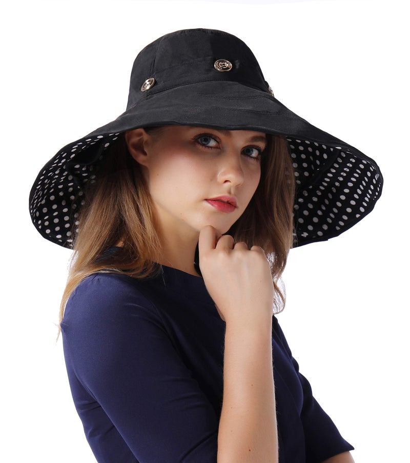 iHomey Packable Extra Large Brim Floppy Sun Hat Reversible UPF 50+ Beach Sun Bucket Hat - Image 2