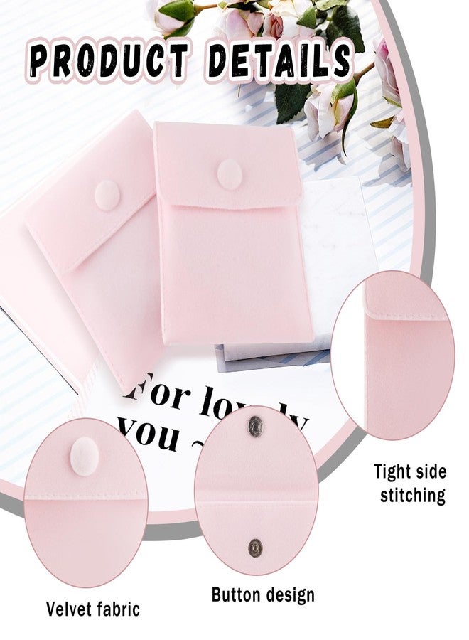 BOSMIOW 10 Packs Velvet Jewelry Pouch with Snap Button,8.5 * 10cm Small Bracelet Packaging Bags,Envelope Style Storage Bags,Gift Bags for Rings Necklace Earrings Watch,Pink - Image 3
