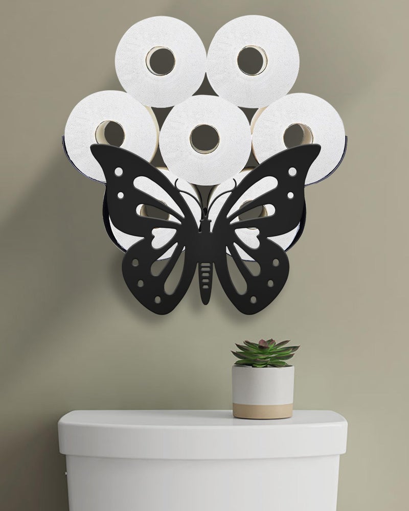 Wigag Butterfly Toilet Paper Holder for Extra 8 Rolls  Funny Decorative Toilet Paper Storage Wall Mounted  Farmhouse Bathroom Animal Decor Accessoris Storage Cabinet - Image 1