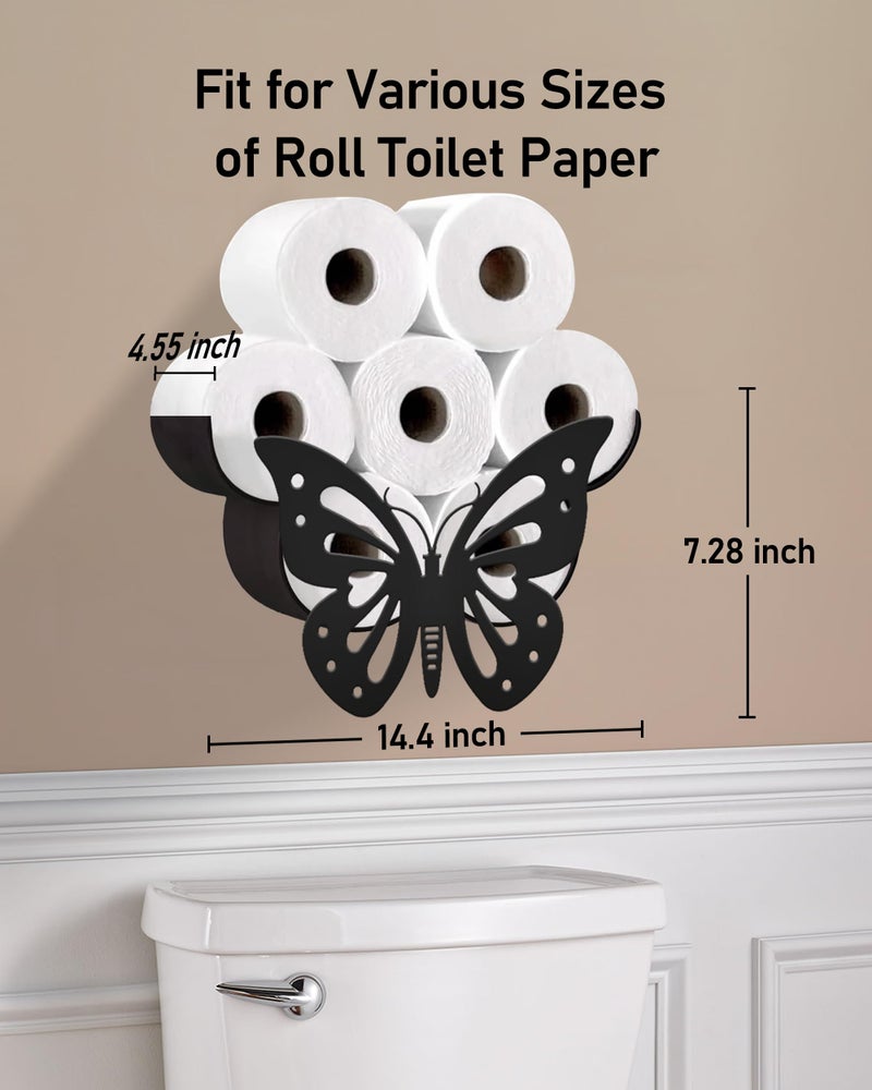 Wigag Butterfly Toilet Paper Holder for Extra 8 Rolls  Funny Decorative Toilet Paper Storage Wall Mounted  Farmhouse Bathroom Animal Decor Accessoris Storage Cabinet - Image 3