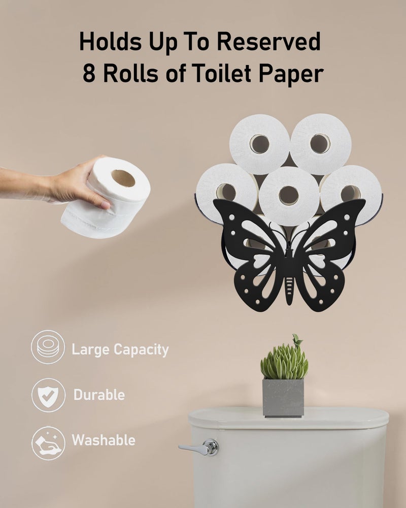 Wigag Butterfly Toilet Paper Holder for Extra 8 Rolls  Funny Decorative Toilet Paper Storage Wall Mounted  Farmhouse Bathroom Animal Decor Accessoris Storage Cabinet - Image 2