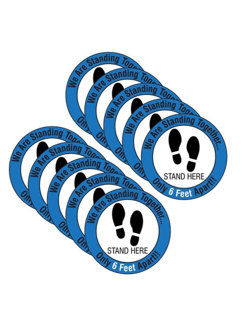 SYOSI SYOSI Social Distancing Floor Decals Safety Floor Sign Marker Stand Here Floor Sticker for Grocery Store School, 10PCS/Set 12” /30cm  - Image 1
