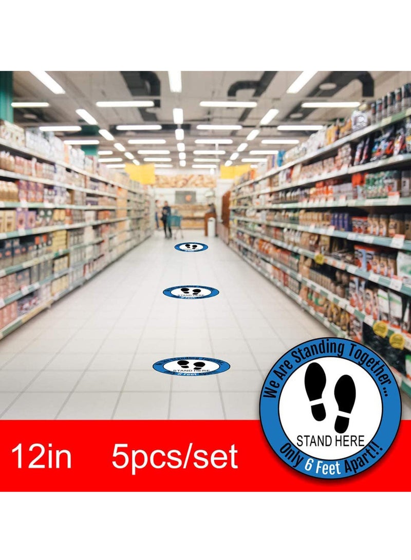 SYOSI SYOSI Social Distancing Floor Decals Safety Floor Sign Marker Stand Here Floor Sticker for Grocery Store School, 10PCS/Set 12” /30cm  - Image 2