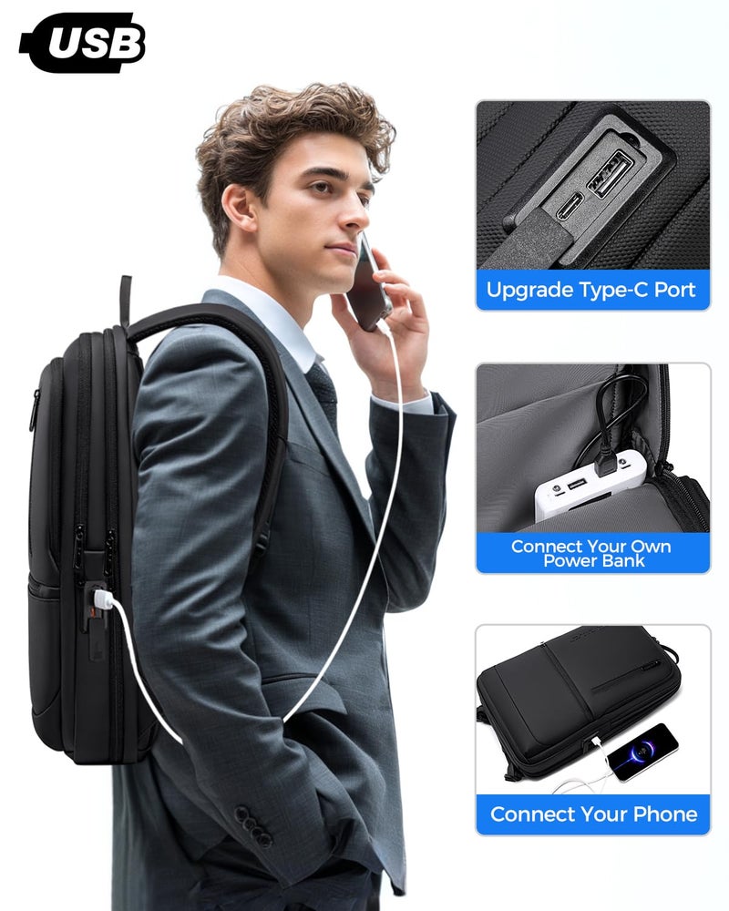 Fenree.geer Slim Laptop Backpack for Men, Lightweight Backpack with USB Charging Port,Water Resistant 15.6 Inch Laptop Bag - Black - Image 4