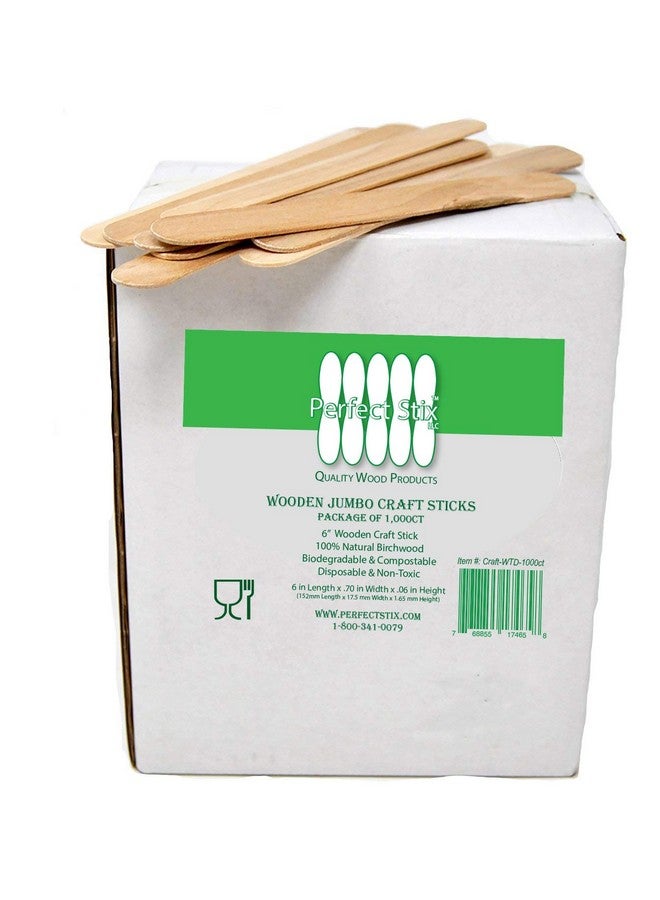 Perfect Stix Craft Wtd1000 Jumbo Craft Sticks 0.1 Height 0.6 Width 6 Length (Pack Of 1000) - Image 1