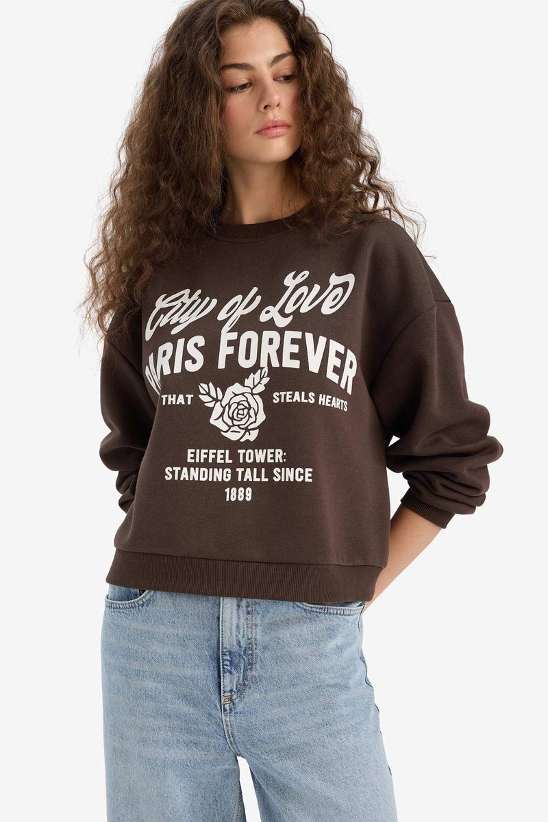DeFacto Regular Fit Printed Long Sleeve Sweatshirt - Image 3