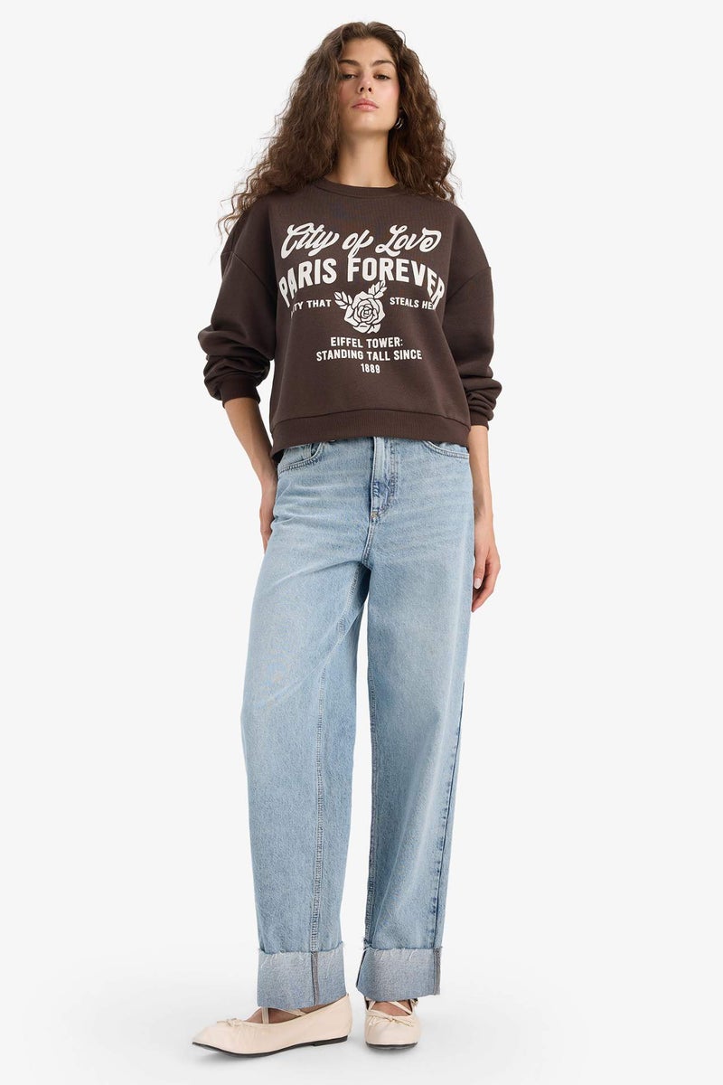 DeFacto Regular Fit Printed Long Sleeve Sweatshirt - Image 2