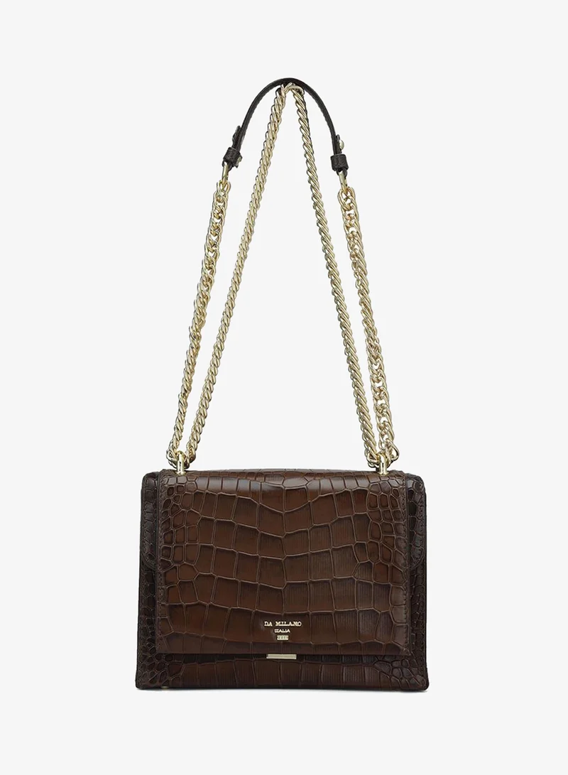 Da Milano Genuine Leather Brown Sling Bag