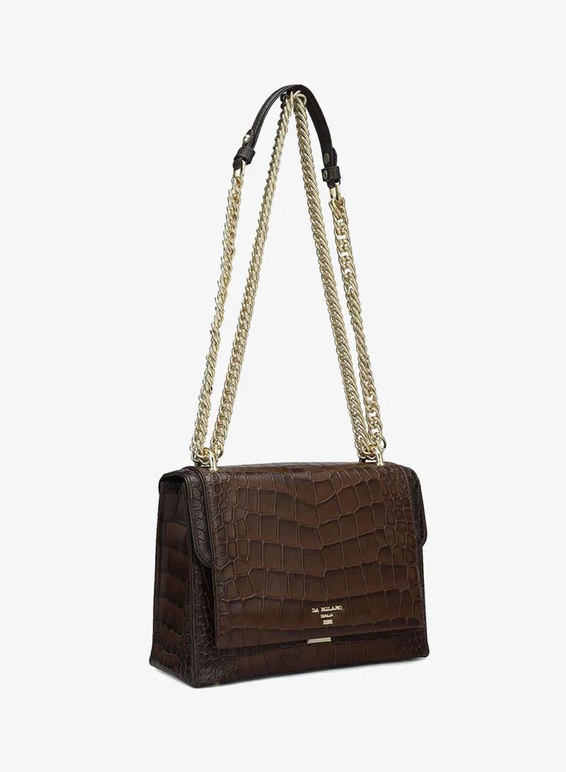 Da Milano Genuine Leather Brown Sling Bag