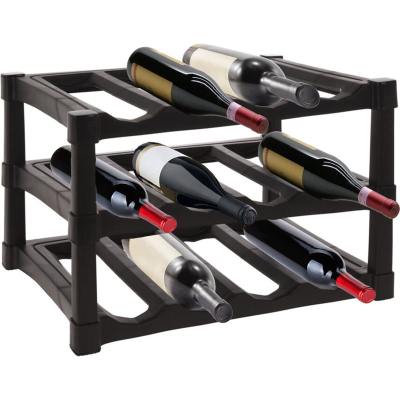 GEEZY Wine Rack SpaceSaving 3 Tier Stackable Durable Stylish 12 Bottle Wine Holder Display for Maximizing Wine Storage Free Standing