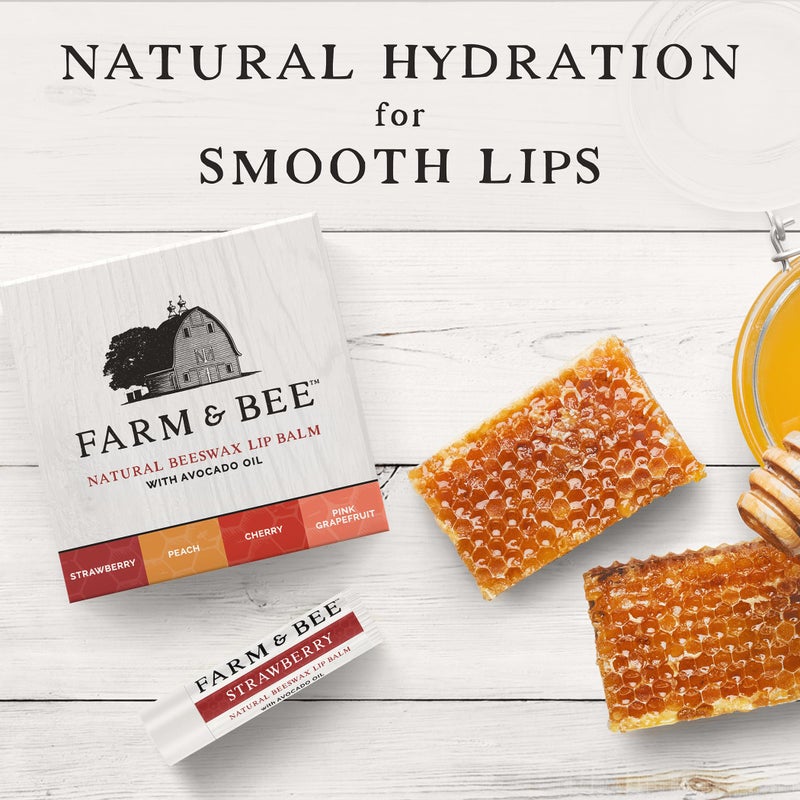 Farm & Bee عبوة متنوعة من بلسم الشفاه الطبيعي، 4 نكهات، مكونات عضوية، مرطب، شافي - Image 5