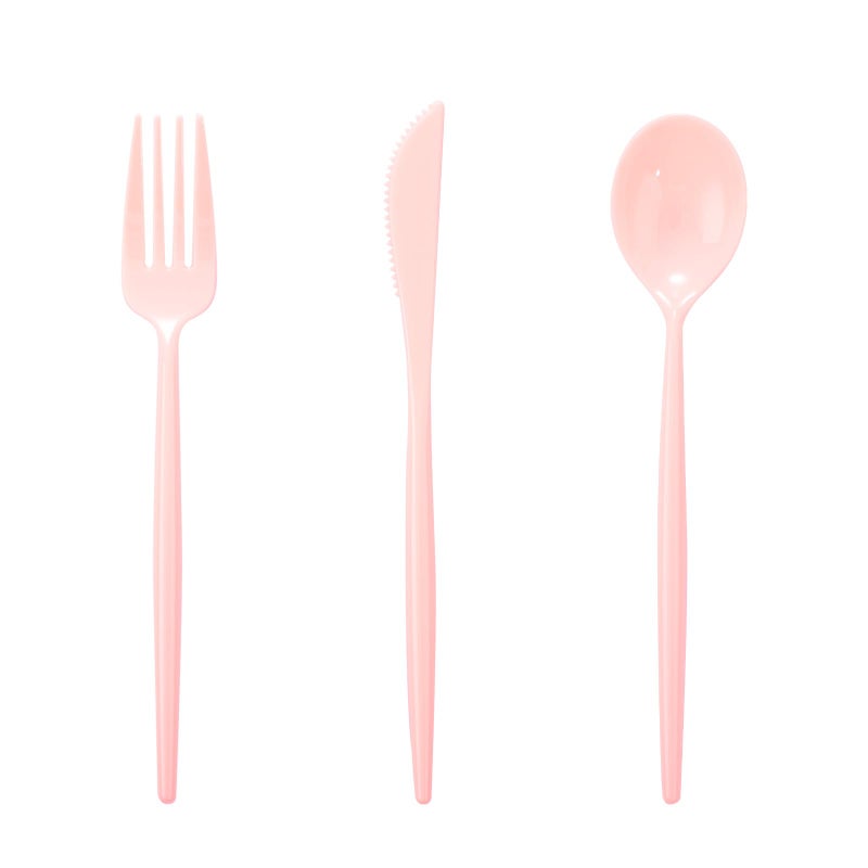 Supernal 180pcs Pink Plastic Silverware Plastic Silverware Heavy Duty Pink Party Plastic Cutlery Pink Plastic Forks Include 60 Pink Forks 60 Pink Knvies 60 Pink Spoons for Wedding Party or Daily Using - Image 1