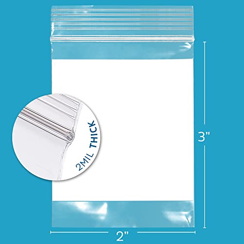 GPI 2Mil Small Plastic Bags 2 x 3 inches, 500 pack ZIP Bags, Write on White Block, Reclosable Zipper small plastic Storage Baggies GPI Brand, for Daily Vitamin, Pill, Jewelry, Candy - Image 2