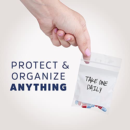 GPI 2Mil Small Plastic Bags 2 x 3 inches, 500 pack ZIP Bags, Write on White Block, Reclosable Zipper small plastic Storage Baggies GPI Brand, for Daily Vitamin, Pill, Jewelry, Candy - Image 5