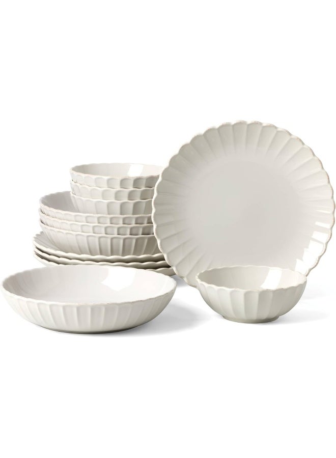Lenox White French Perle Scallop Piece Dinnerware Set 12 Count - Image 3