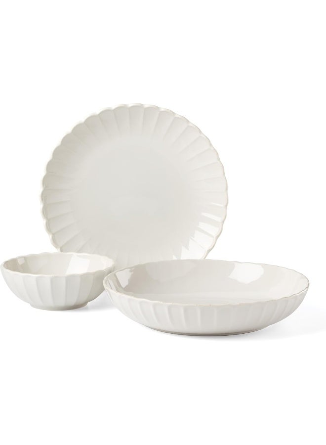 Lenox White French Perle Scallop Piece Dinnerware Set 12 Count - Image 1
