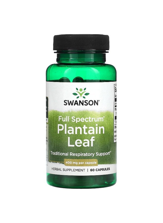SWANSON Swanson, Full Spectrum Plantain Leaf, 400 mg, 60 Capsules  - Image 1
