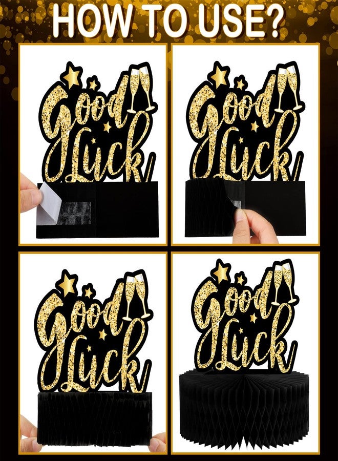 Marspark 9 Pcs Farewell Party Decorations Going Away Party Decorations We Will Miss You Table Honeycomb Centerpieces Black and Gold 3D Table Centerpiece for Retirement Graduation Supplies - Image 3