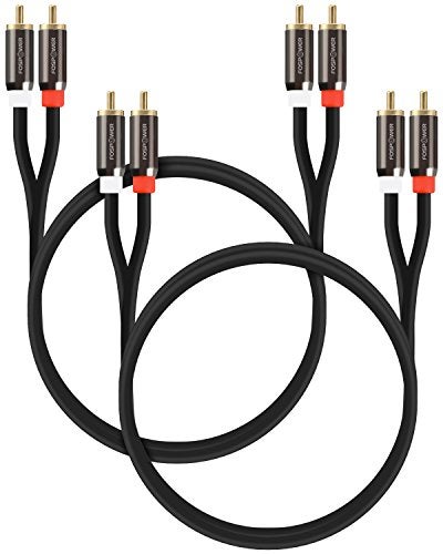FosPower (2 Pack 2 RCA M/M Stereo Audio Cable [24K Gold Plated | Copper Core] 2RCA Male to 2RCA Male [Left/Right] Premium Sound Quality Plug - 3FT - Image 1