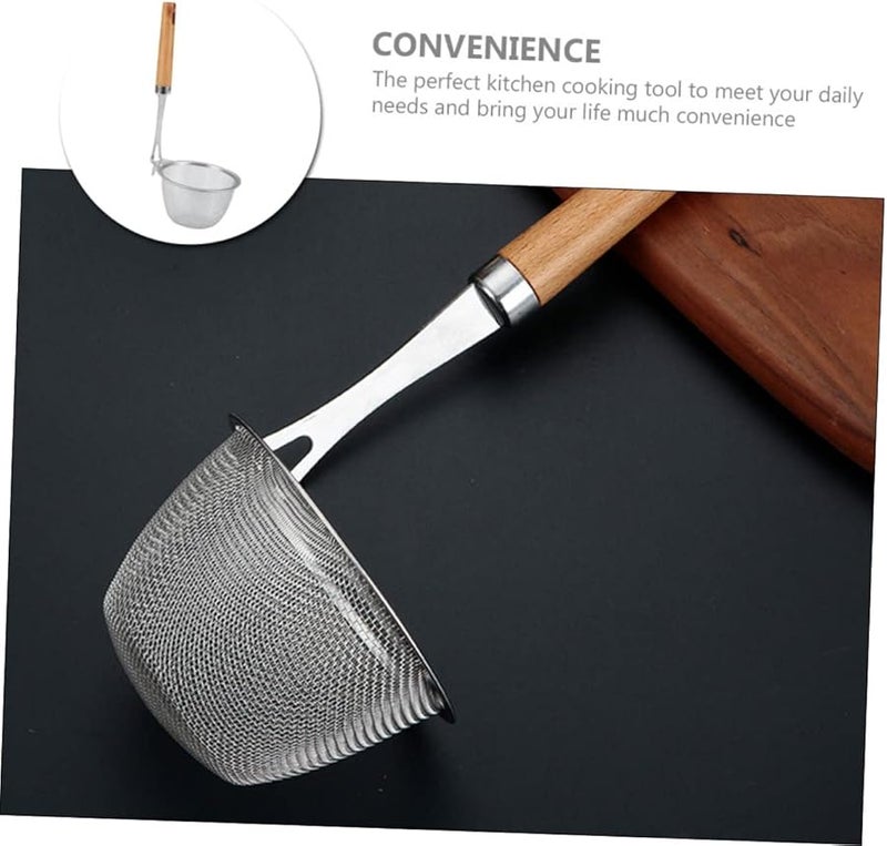 Wooden Handle Stainless Steel Strainer Colander For Noodles Pasta Rust Resistant Easy Grip - Image 4