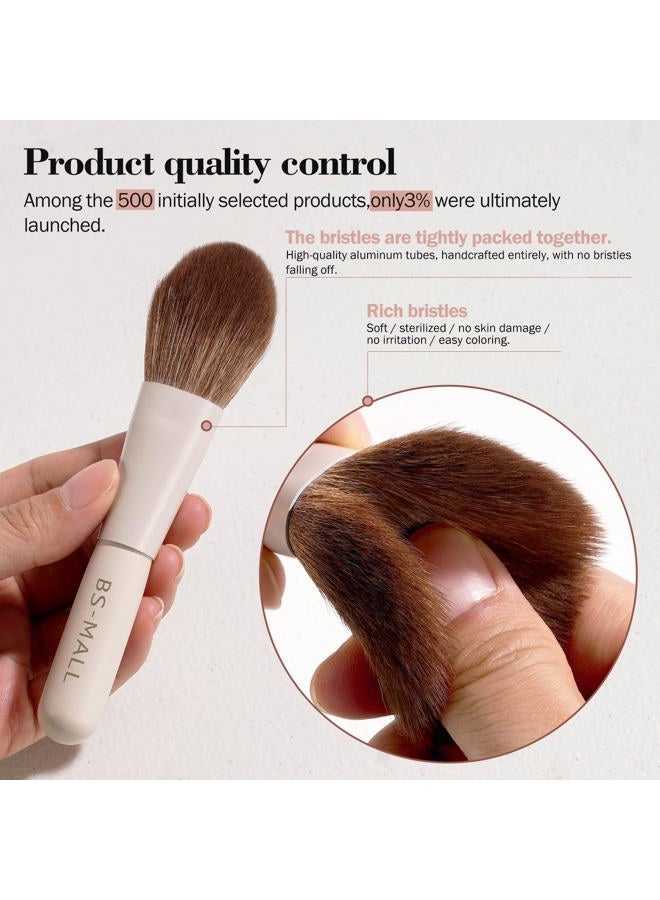 BS Mall 14 Pcs Makeup Brushes Set with 1 Pcs Makeup Sponge – Essential Foundation Powder Concealers, Eye Shadows, Blush Makeup Brushes with Travel Makeup Case (Beige) - Image 3