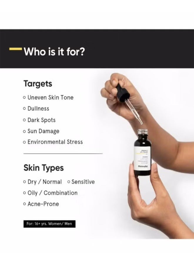 MINIMALIST 16% Vitamin C Face Serum (Advanced) With Vit E, & Ferulic Acid For Glowing Skin | Advanced Brightening & Protection - Image 3