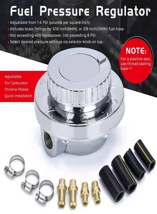 YESHMA 1-5 PSI Universal Fuel Pressure Regulator Adjustable Manual for Carburetor Carb Zinc Alloy with 5/16 3/8 Fittings - Image 2