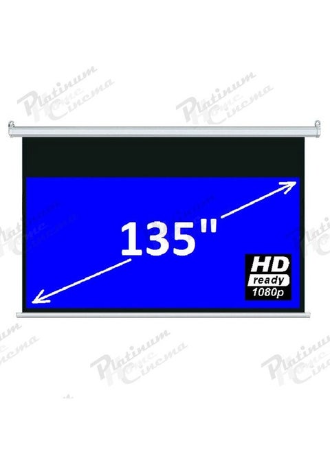 A "E 135" 16:9 content is a reference to a 135-inch diagonal projection screen with a 16:9 aspect ratio