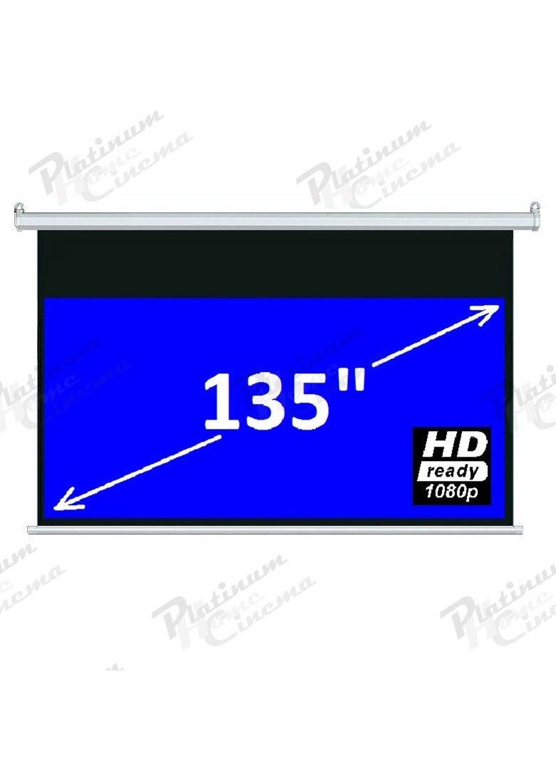 iview A "E 135" 16:9 content is a reference to a 135-inch diagonal projection screen with a 16:9 aspect ratio 