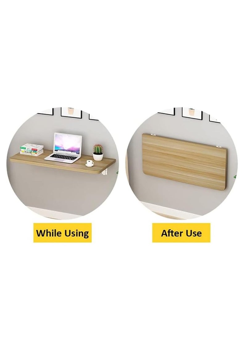 VITION Computer Wall Mount Stand Folding Wall-Mounted Drop-Leaf Table, Metal Folding Shelf Bench Table Bracket (40 x 60cm) Walnut - Image 4