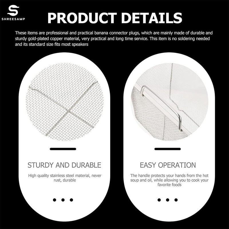 SHREESAMP Fried Basket Stainless Steel Deep Fry Square Wire Mesh Basket French Chip Frying with Folding Removable Handle for Kitchen Chips Basket Net Fries Square Fish Fryer Strainer Colander - Image 4