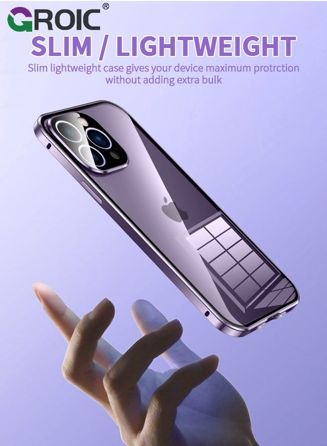 GROIC Anti Peeping Case for iPhone 15 Pro (6.1"), 360 Degree Front and Back Privacy Tempered Glass Cover, Anti SPY Screen, Anti Peep Magnetic Adsorption Metal Bumper Phone Shell for iPhone 15 Pro - Image 3