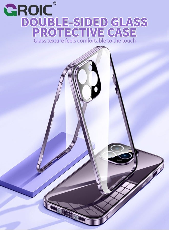 GROIC Anti Peeping Case for iPhone 15 Pro (6.1"), 360 Degree Front and Back Privacy Tempered Glass Cover, Anti SPY Screen, Anti Peep Magnetic Adsorption Metal Bumper Phone Shell for iPhone 15 Pro - Image 2