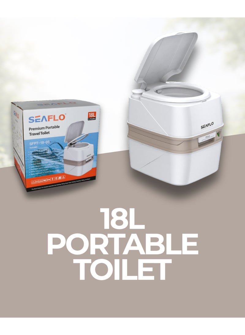 SEAFLO 18L Portable Camping Toilet with 10L Flush Tank – Manual RV & Outdoor Travel Toilet with Leakproof Waste Tank - Image 4