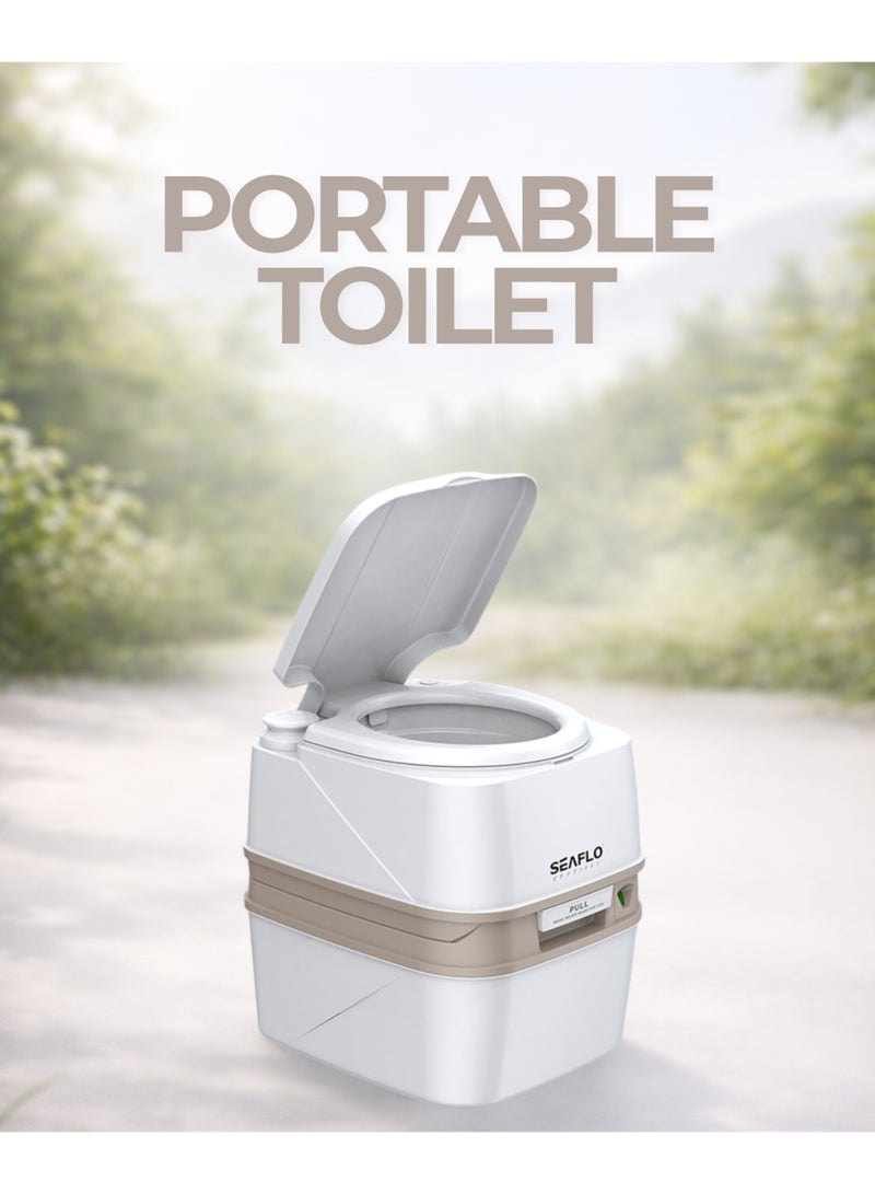 SEAFLO 18L Portable Camping Toilet with 10L Flush Tank – Manual RV & Outdoor Travel Toilet with Leakproof Waste Tank - Image 1