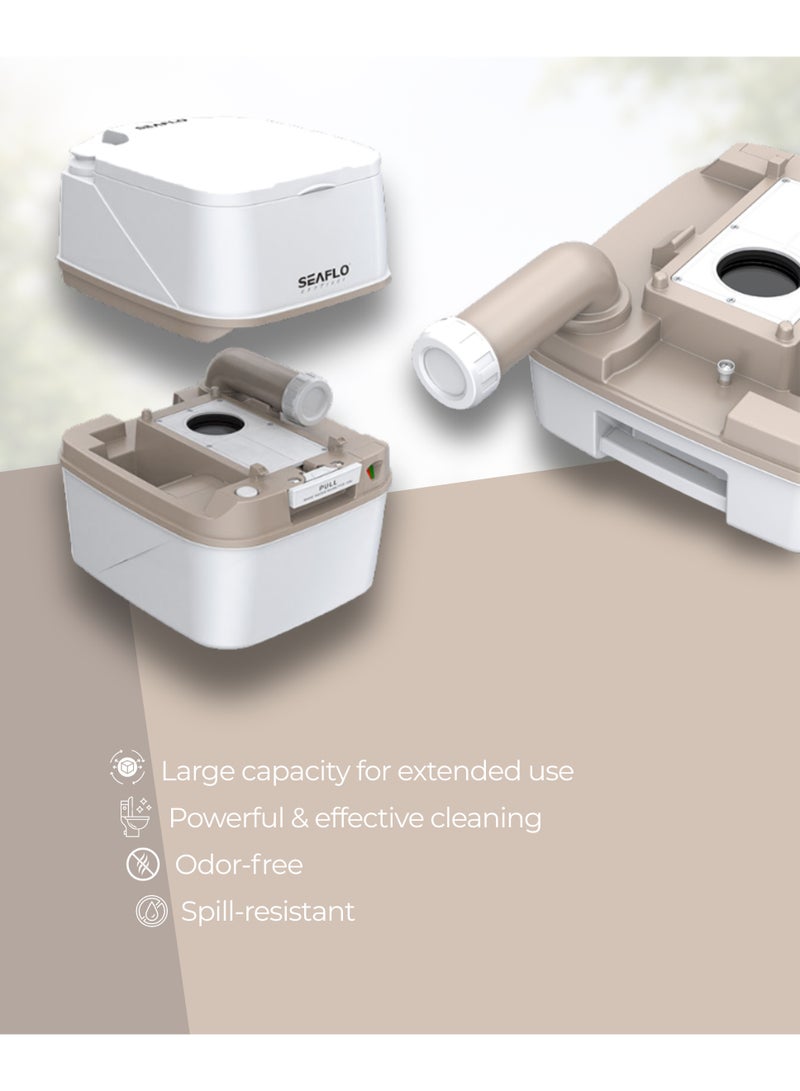 SEAFLO 18L Portable Camping Toilet with 10L Flush Tank – Manual RV & Outdoor Travel Toilet with Leakproof Waste Tank - Image 3