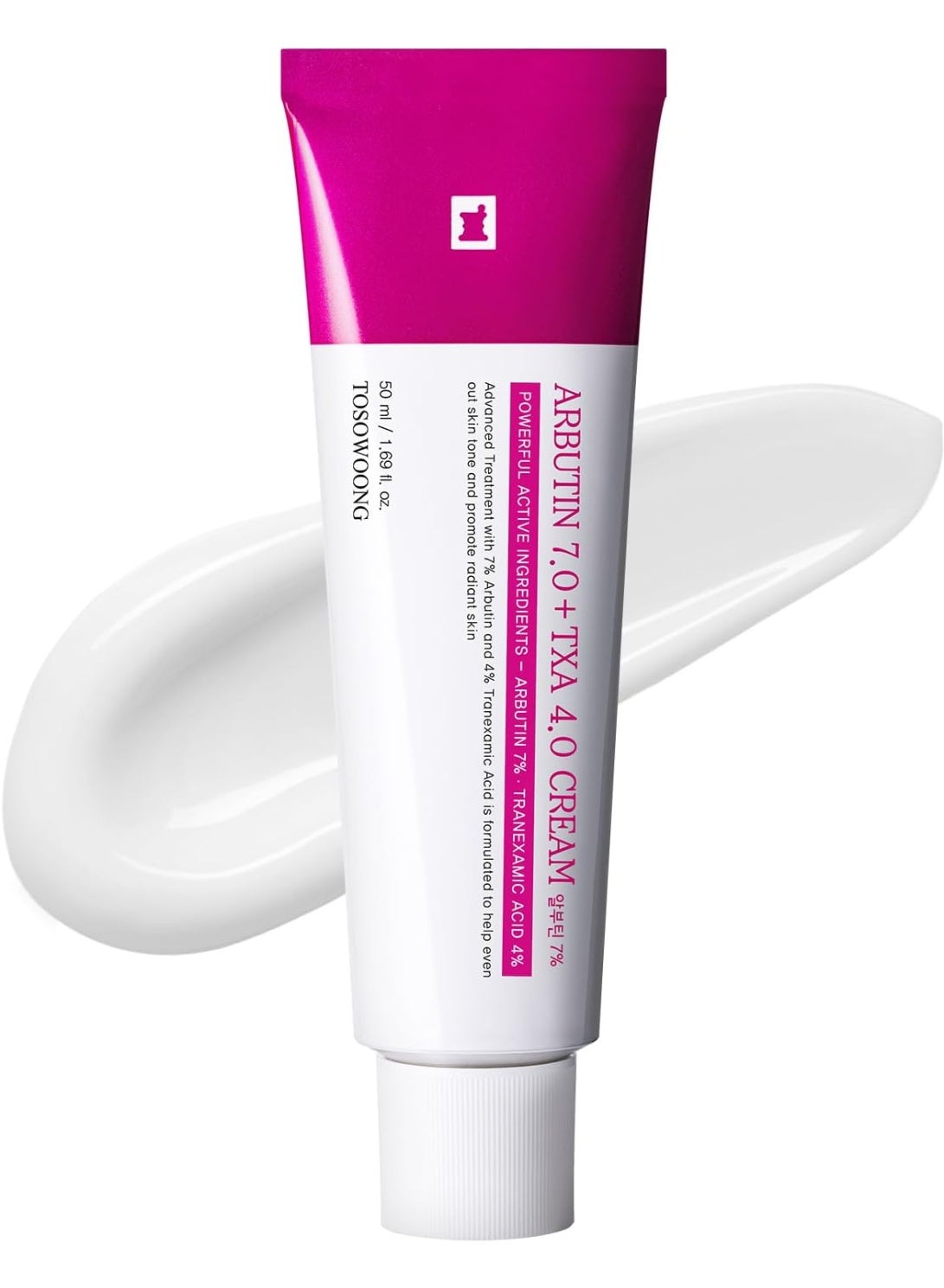 TOSOWOONG Arbutin 7% + Tranexamic Acid 4% Cream, 70,000ppm Arbutin, 40,000ppm TXA, Niacinamide, Glutathione, Supports Even Skin Tone, Enhances Skin Clarity, Korean Skin Care, 50ml, 1.69 fl.oz