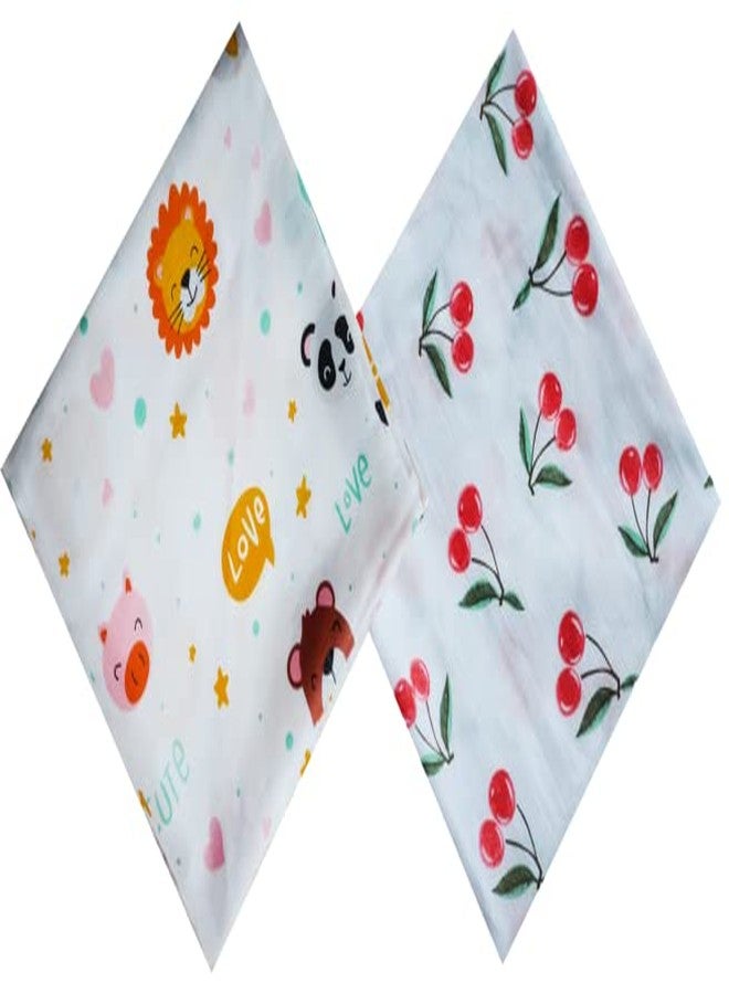 Ireeya Organic Cotton Muslin Baby Swaddle Wrap (Cherry & Teddy) - Image 1