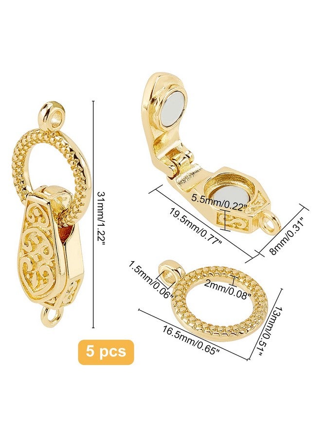CHGCRAFT 5Sets 31mm Brass Clasps Mixed Color Connector Extenders with Loop Magnet Converter Necklace Clasps Jewelry Clasps for DIY Bracelet Necklace Making Gold Sliver - Image 2