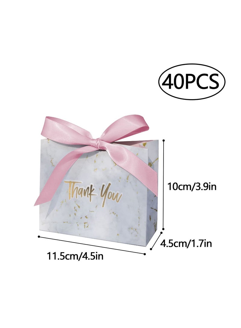 SYOSI 40Pcs Thank You Gift Bags with Bow Ribbon Small Paper Gift Bags Favour Bags for Wedding Party Birthday Party Baby Shower Pink Ribbon - Image 2