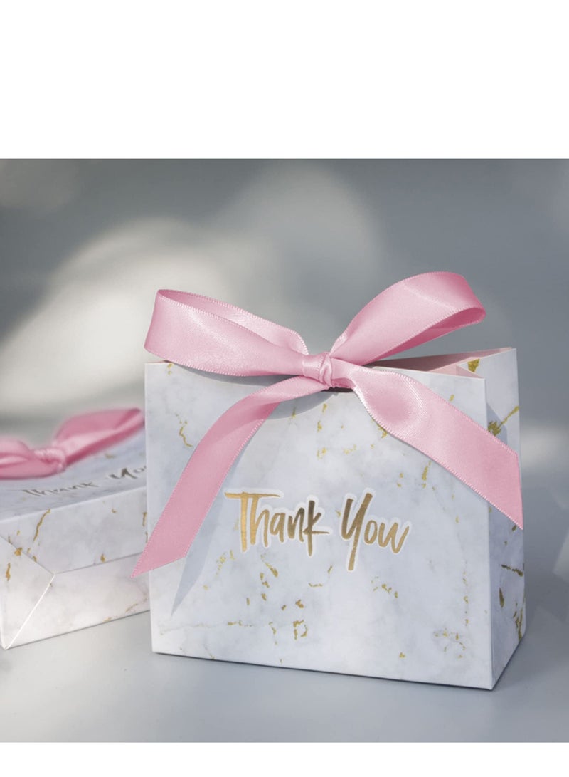 SYOSI 40Pcs Thank You Gift Bags with Bow Ribbon Small Paper Gift Bags Favour Bags for Wedding Party Birthday Party Baby Shower Pink Ribbon - Image 4