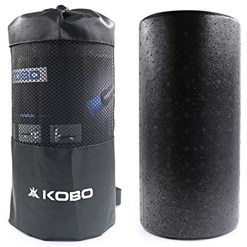 Kobo AC-92 High-Density 12 Inch Long EPP Foam Roller/Round Foam Rollers - for Back, Physical Therapy, Exercises, Deep Tissue Muscle Massage, 12 Inches (Black), with Travel Carry Bag - Image 1