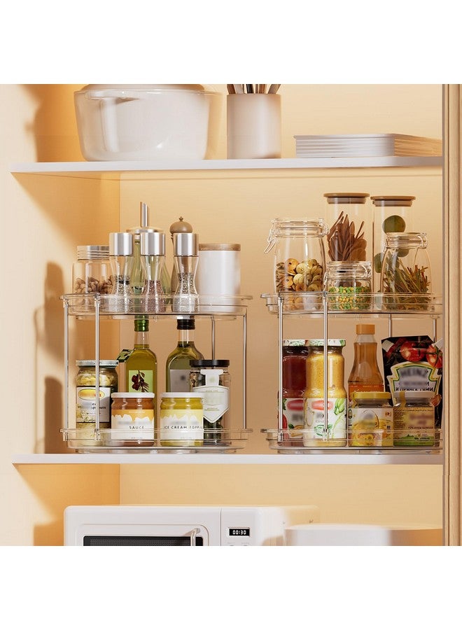 LAMU منظم دوار لامو 2 حزمة 2 طبقة 10.6 بوصة لتوابل دوارة للتخزين في الخزانة، المطبخ، المخزن، السطح، الحمام، خزانة التجميل، منظم المكياج، شفاف - Image 5