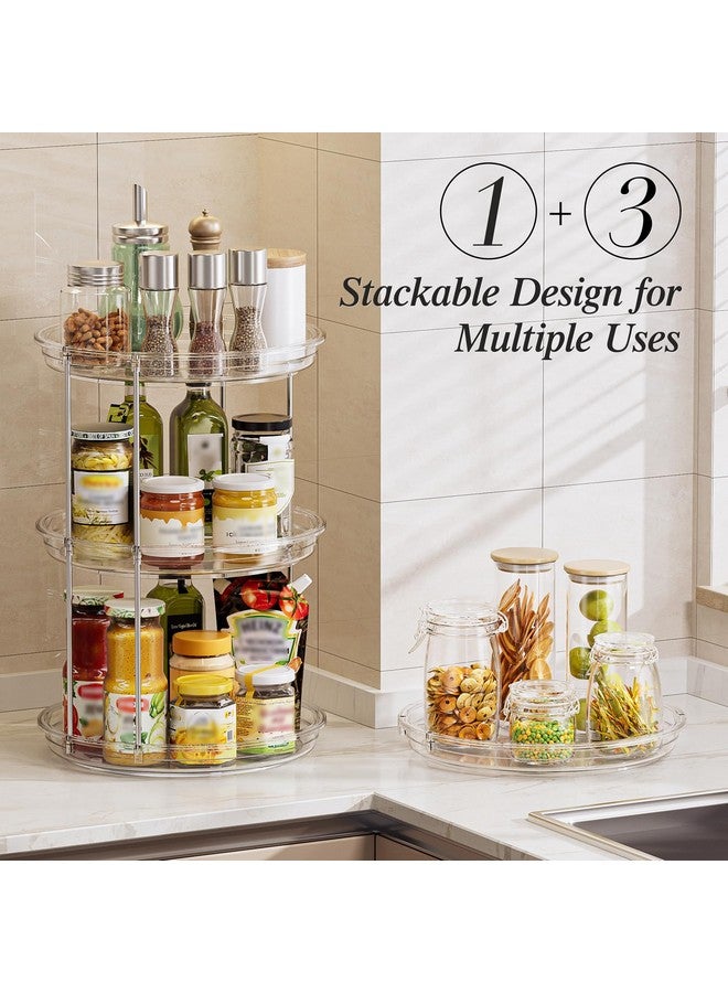 LAMU منظم دوار لامو 2 حزمة 2 طبقة 10.6 بوصة لتوابل دوارة للتخزين في الخزانة، المطبخ، المخزن، السطح، الحمام، خزانة التجميل، منظم المكياج، شفاف - Image 4