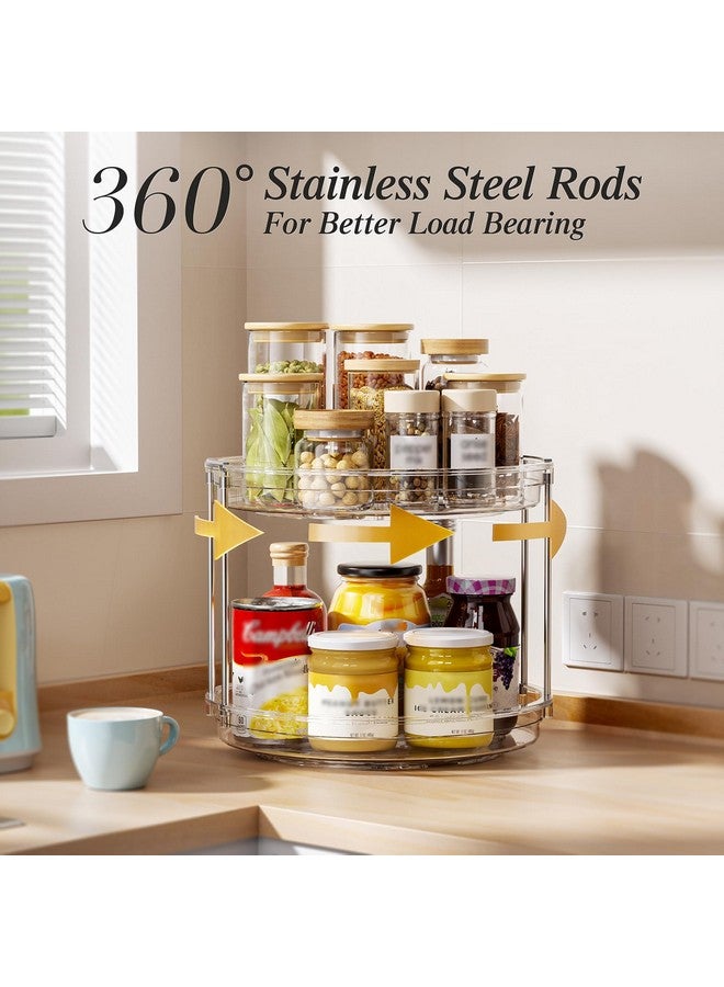 LAMU منظم دوار لامو 2 حزمة 2 طبقة 10.6 بوصة لتوابل دوارة للتخزين في الخزانة، المطبخ، المخزن، السطح، الحمام، خزانة التجميل، منظم المكياج، شفاف - Image 3