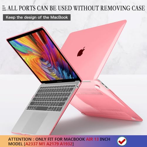 CISSOOK for MacBook Air 13 Inch Case Pink,Plastic Hard Shell Case with Keyboard Cover and Screen Protector for MacBook Air 13 2021-2018 Released A2337 M1 A2179 A1932 Model with Touch ID - Clear Pink - Image 5